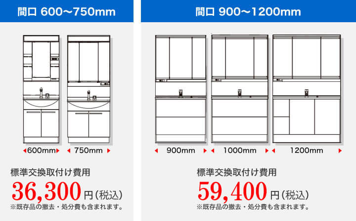 洗面化粧台 基本工事費